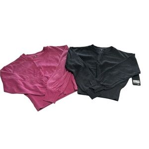 90 Degree By Reflex Pink and Black Crew Neck Sweatshirts